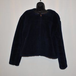 J. Crew Cropped Fleecy, Fuzzy, Chic Jacket with Rose Gold Zipper